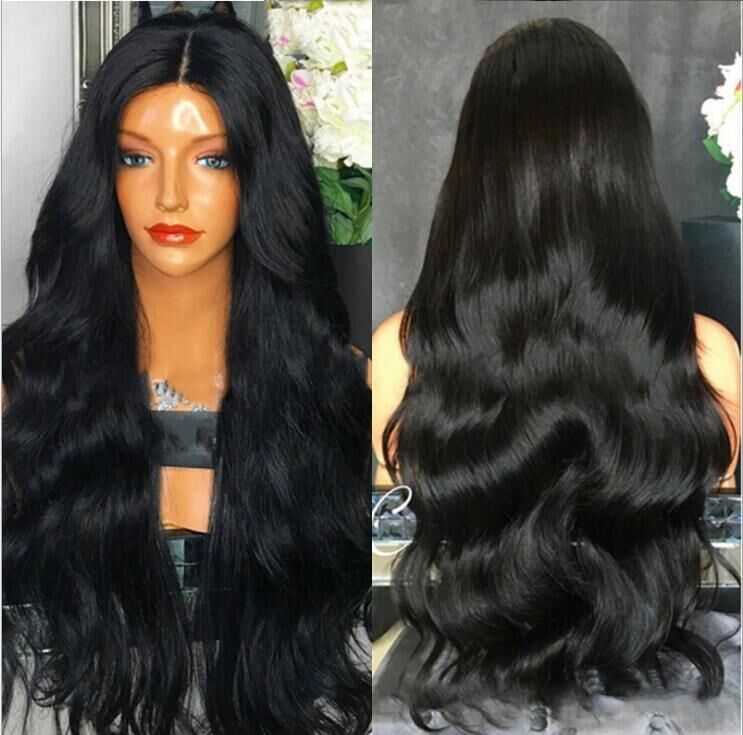 YW-RM1396-Black wave long curly hair, high-temperature silk headband with rose mesh, popular wig for women in Europe and America