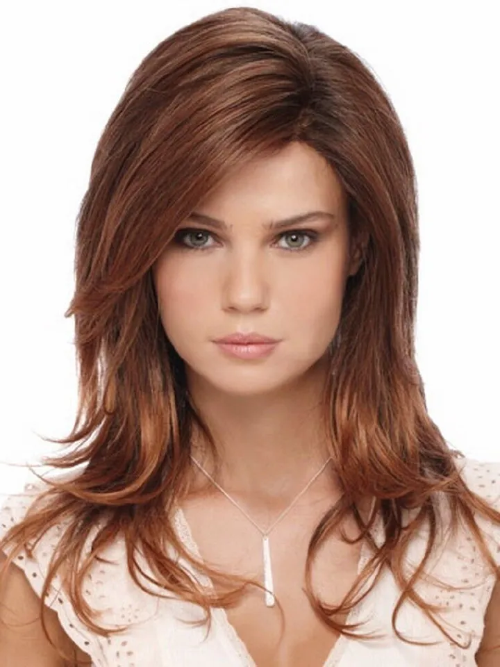 YW-RM1312-Personalized gradient European and American wig with a slightly split hairstyle, European wig with slightly curly long hair, women's fake headband