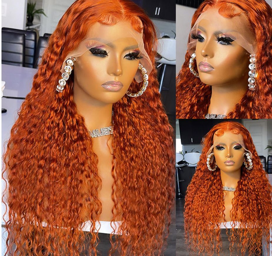 HX-XQ555 European and American fashion front lace wigs long curly hair African small curly chemical fiber headpiece