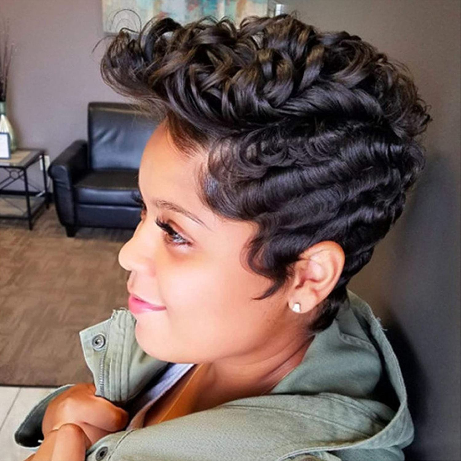 YW-WIG-301-Christmas gift hot sale fashion wig african short curly synthetic braid hair