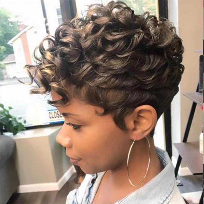 YW-WIG-301-Christmas gift hot sale fashion wig african short curly synthetic braid hair