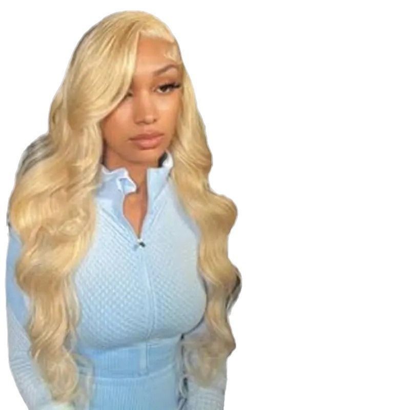 HX-M1402-Hot selling European and American fashionable women's wigs, gold lace synthetic headbands with long curly hair