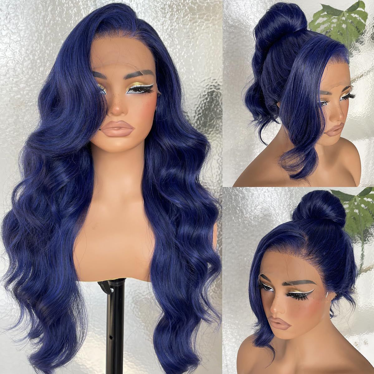 HX-M1613-New European and American women's front lace synthetic headband wig with large waves and rose net, long curly hair