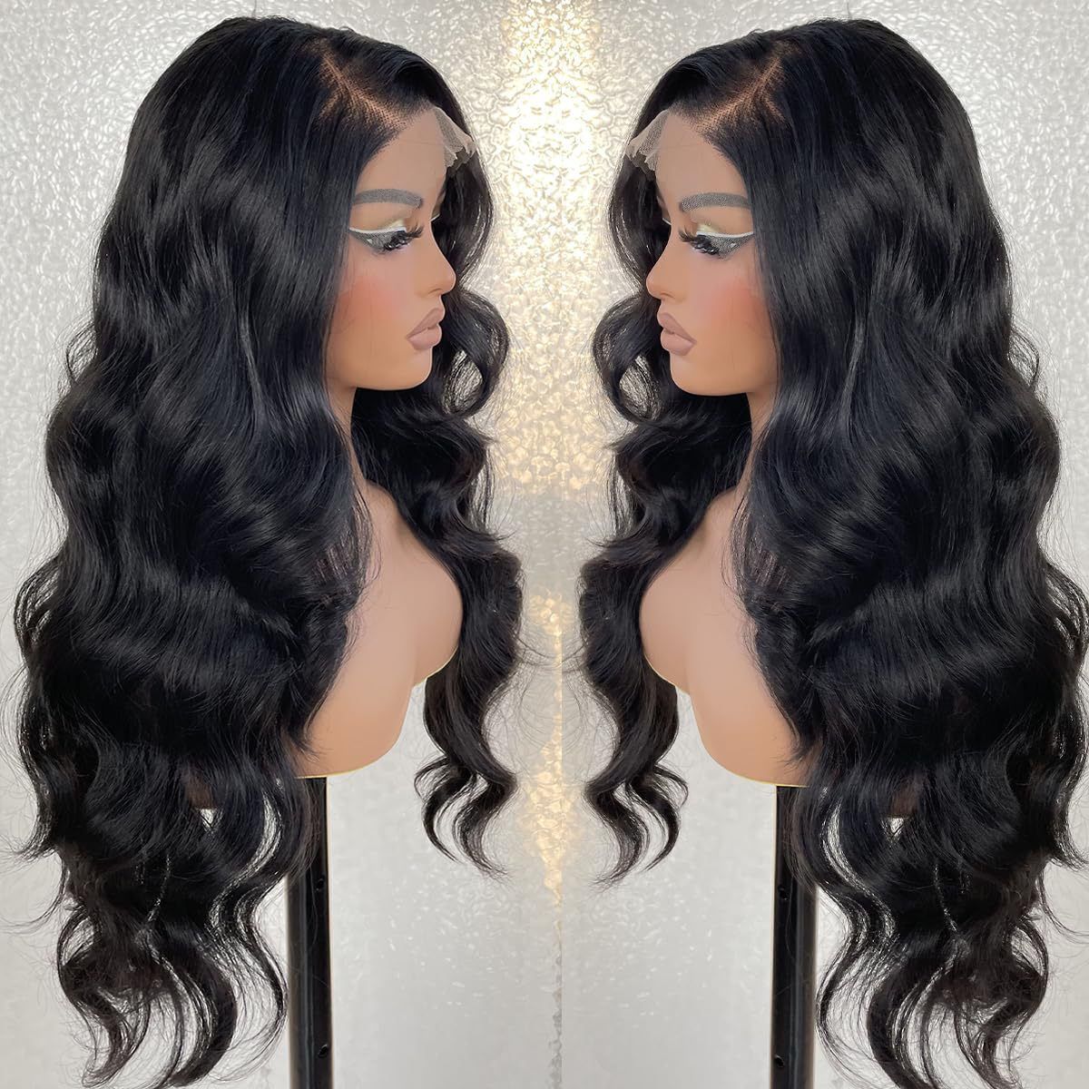 HX-M1613-New European and American women's front lace synthetic headband wig with large waves and rose net, long curly hair