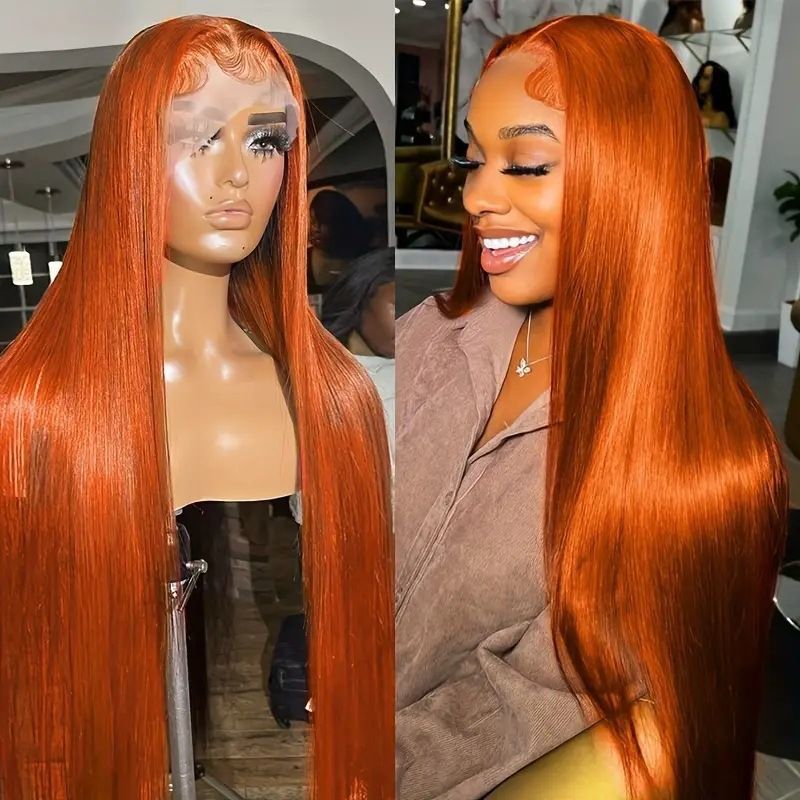 HX-M1040-Front lace lace straight hair rose net full head cover European and American women's fashionable wig