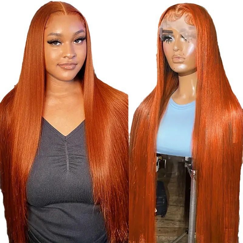 HX-M1040-Front lace lace straight hair rose net full head cover European and American women's fashionable wig