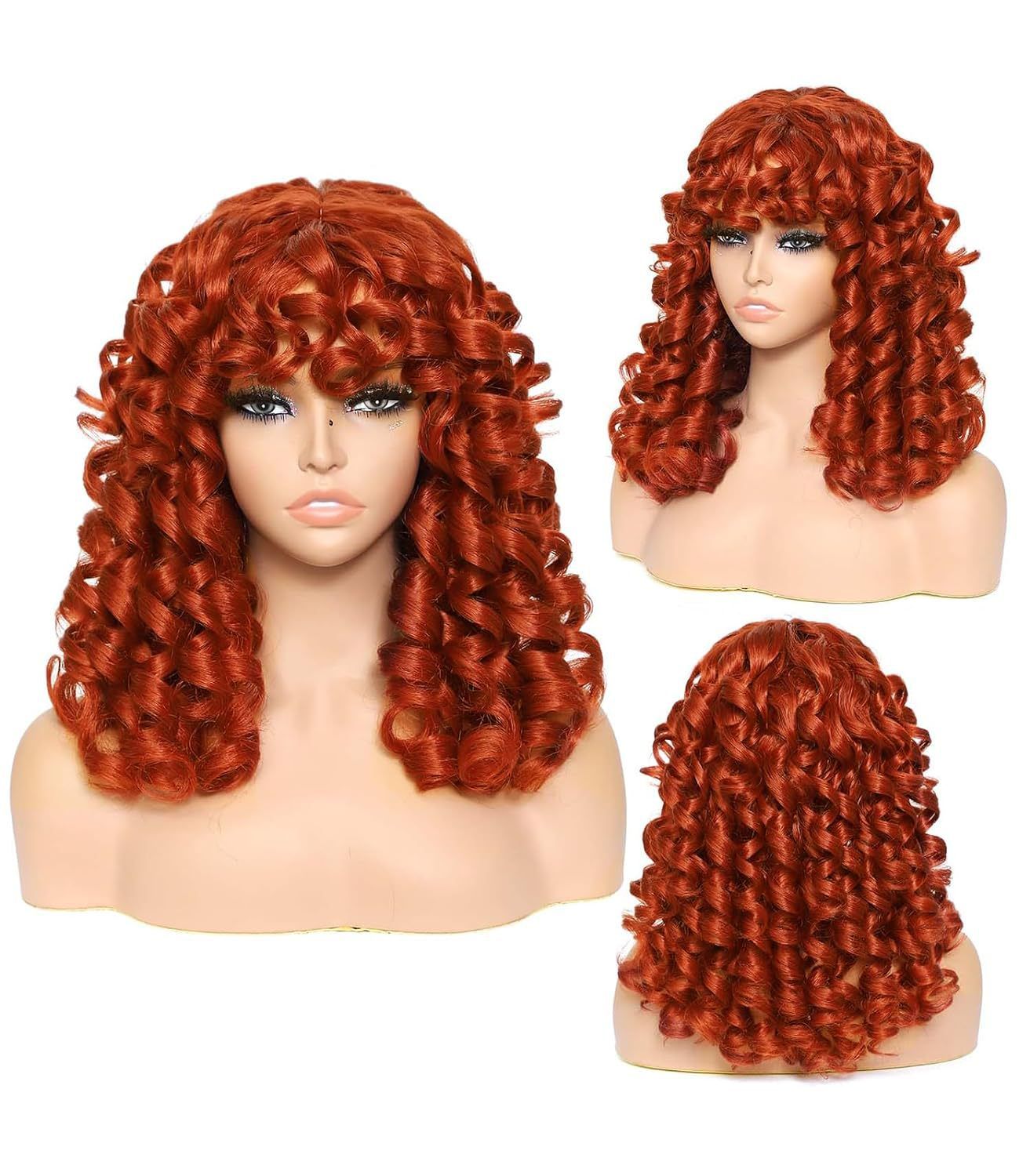 HX-M1345-New wig, European and American women's fashionable synthetic headband with bangs, short curly hair, curved wigs