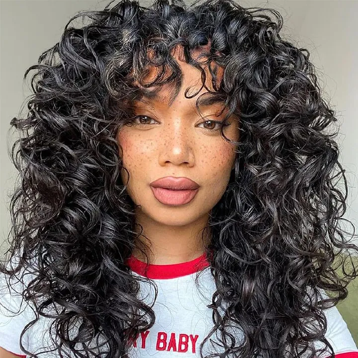 HX-M1345-New wig, European and American women's fashionable synthetic headband with bangs, short curly hair, curved wigs