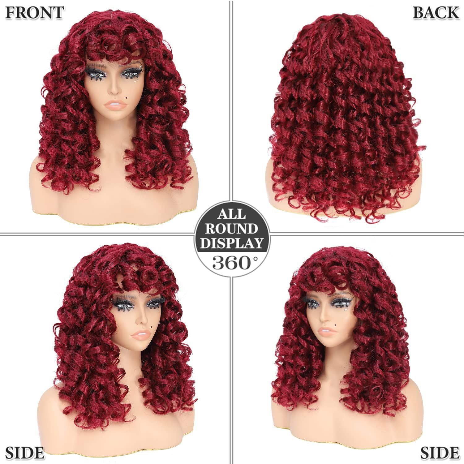HX-M1345-New wig, European and American women's fashionable synthetic headband with bangs, short curly hair, curved wigs