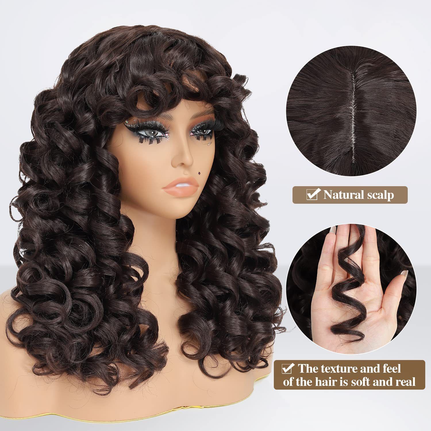 HX-M1345-New wig, European and American women's fashionable synthetic headband with bangs, short curly hair, curved wigs