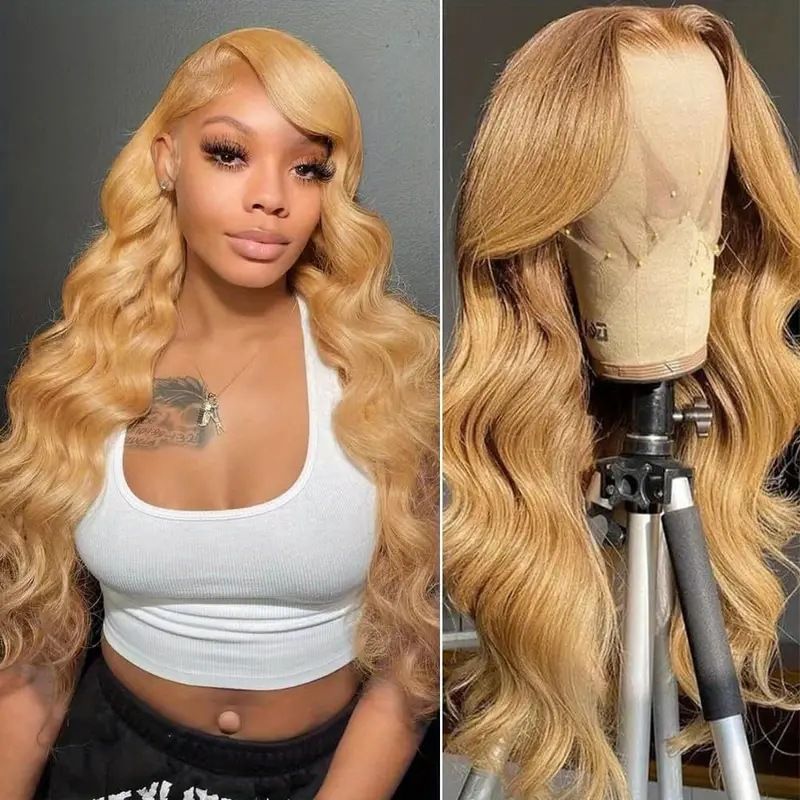 HX-M1428-Hot selling lace European and American fashion wig gold new product women's big wave long curly hair full head cover