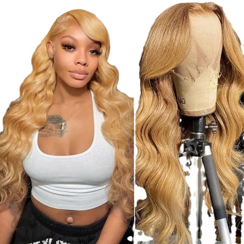 HX-M1428-Hot selling lace European and American fashion wig gold new product women's big wave long curly hair full head cover
