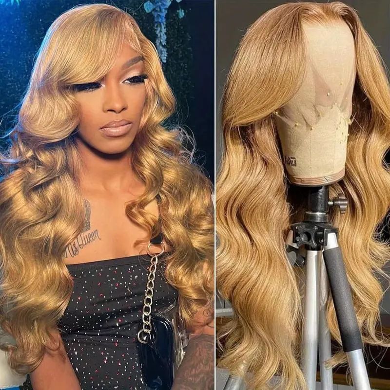 HX-M1428-Hot selling lace European and American fashion wig gold new product women's big wave long curly hair full head cover