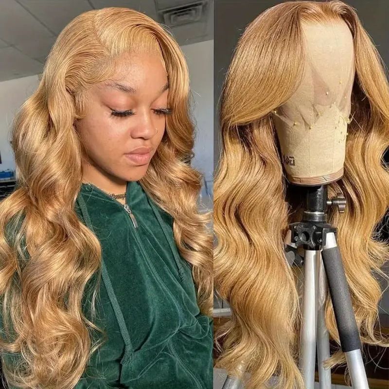 HX-M1428-Hot selling lace European and American fashion wig gold new product women's big wave long curly hair full head cover