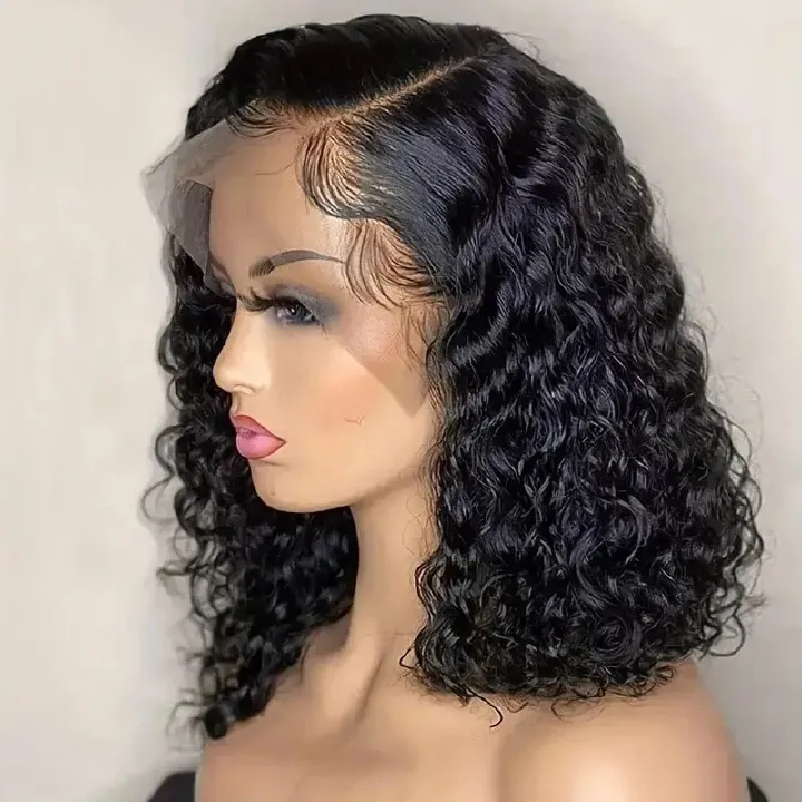 HXDJF-M1437-Fashionable lace wig, European and American women's black hand tube wrapped tube, small curly hair, synthetic headband