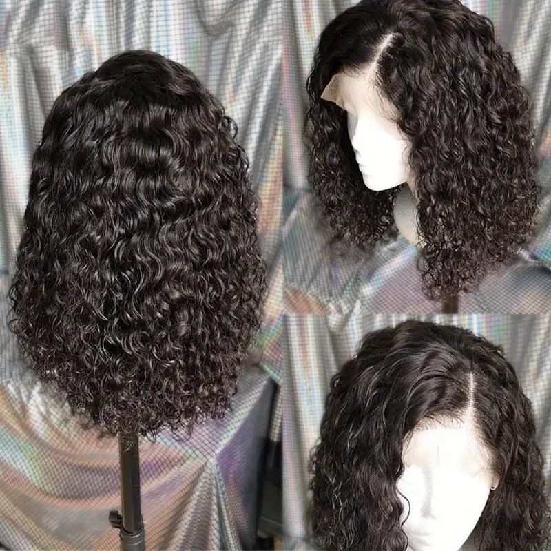 HXDJF-M1437-Fashionable lace wig, European and American women's black hand tube wrapped tube, small curly hair, synthetic headband