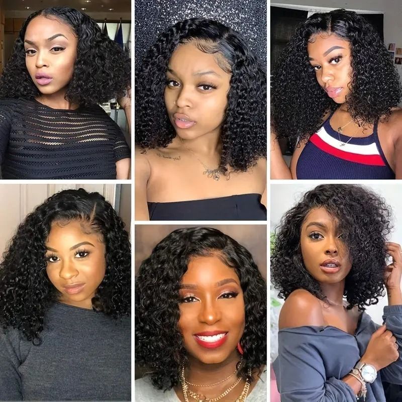 HXDJF-M1446-Hot selling lace 13 * 4 synthetic headband, European and American women's fashionable wig black hand wrapped tube small curly hair