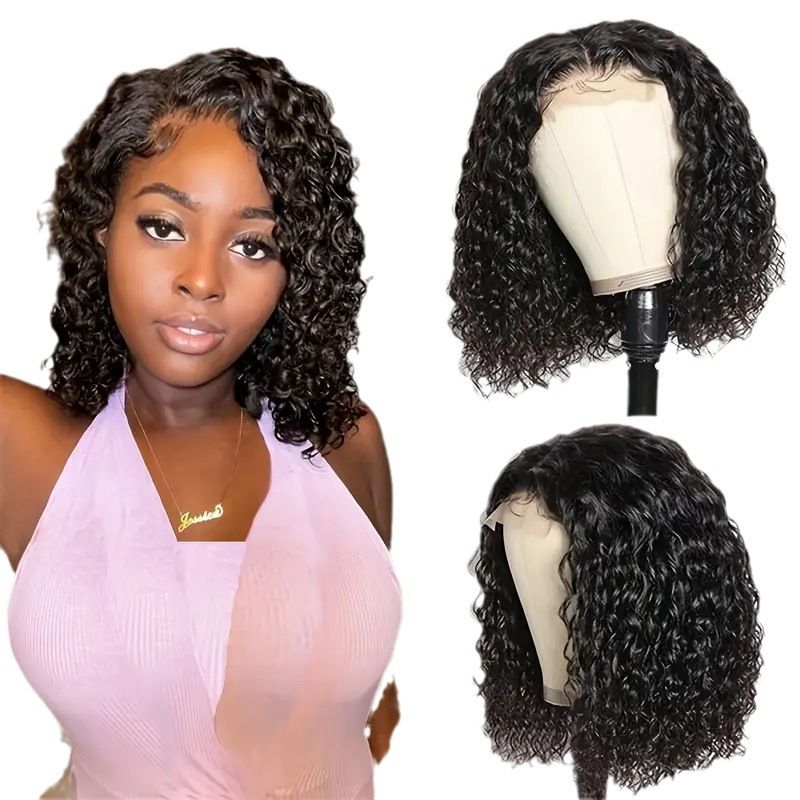 HXDJF-M1541-Front lace synthetic full head cover, European and American women's fashionable wig with black hand wrapped small curly hair in the middle