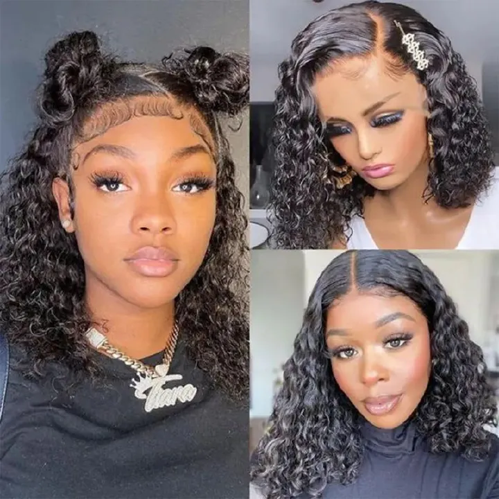 HXDJF-M1541-Front lace synthetic full head cover, European and American women's fashionable wig with black hand wrapped small curly hair in the middle