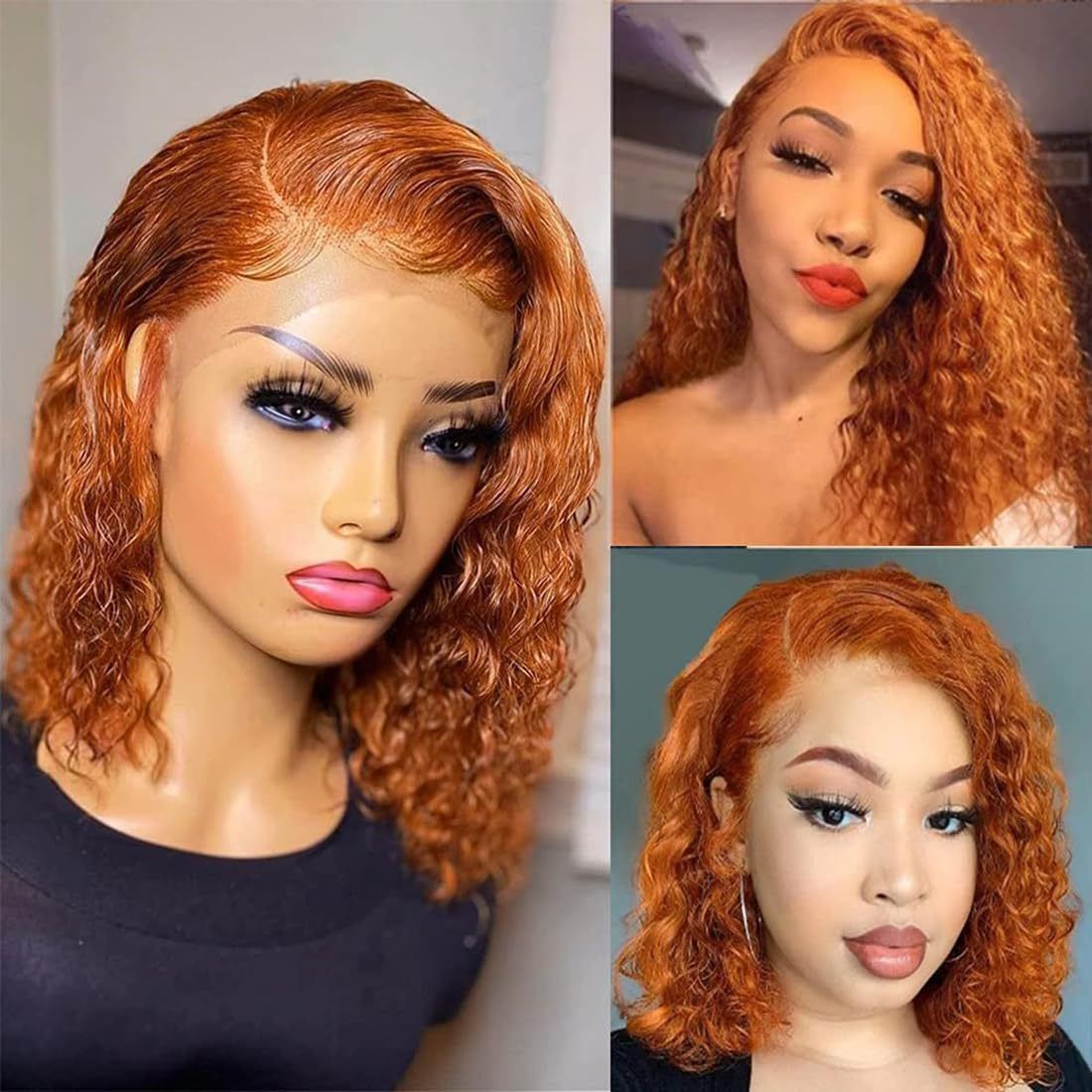 HXDJF-M1431-Front lace European and American women's fashionable wig, hand wrapped small curly hair, short synthetic headband