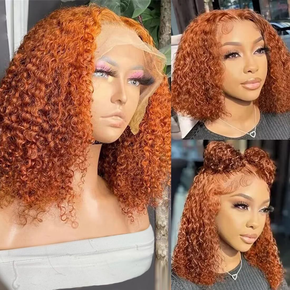 HXDJF-M1431-Front lace European and American women's fashionable wig, hand wrapped small curly hair, short synthetic headband