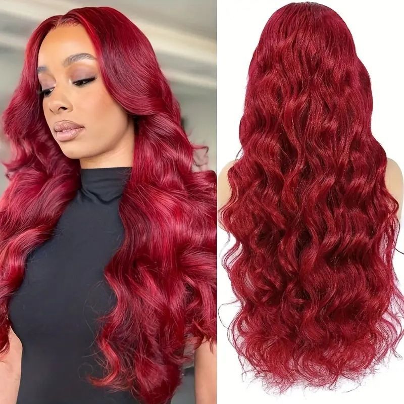 HXCJF-M1652-European and American fashionable lace wig, hot selling burgundy large wave long curly hair synthetic headband