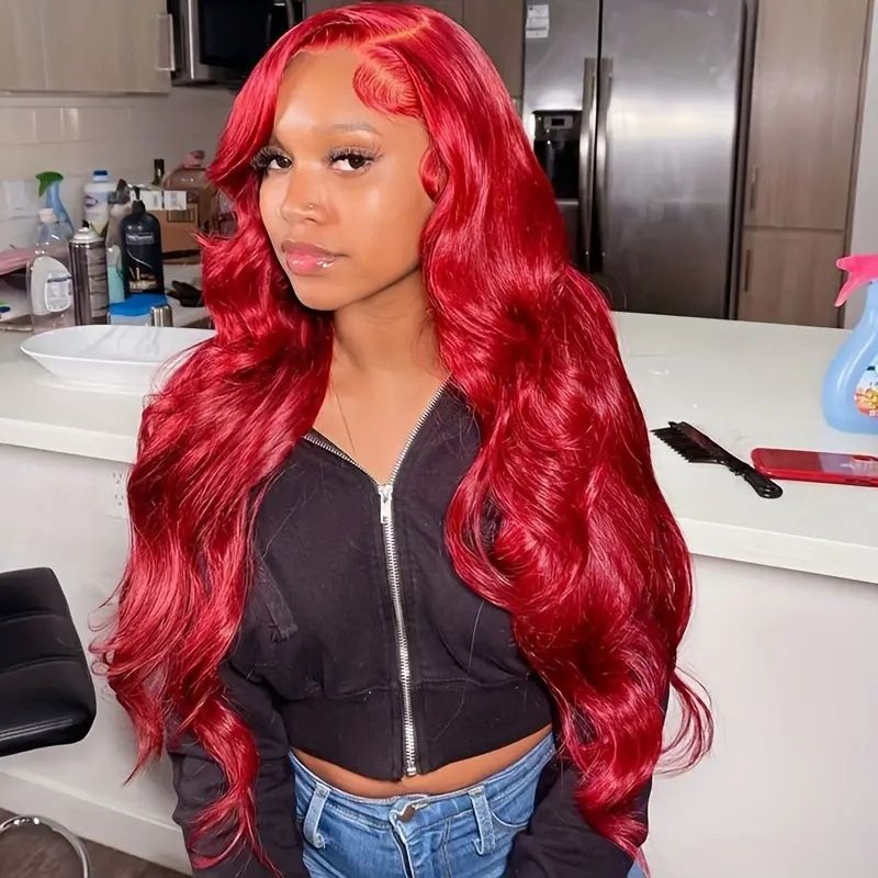 HXCJF-M1652-European and American fashionable lace wig, hot selling burgundy large wave long curly hair synthetic headband