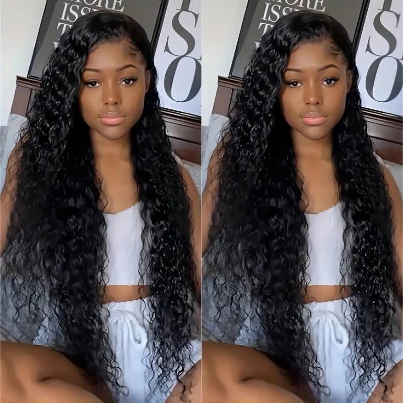 HXCJF-M1133-European and American fashion front lace 13 * 4 synthetic headband with small winding tube and long curly hair wig