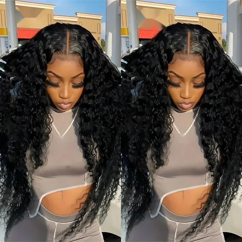 HXCJF-M1133-European and American fashion front lace 13 * 4 synthetic headband with small winding tube and long curly hair wig