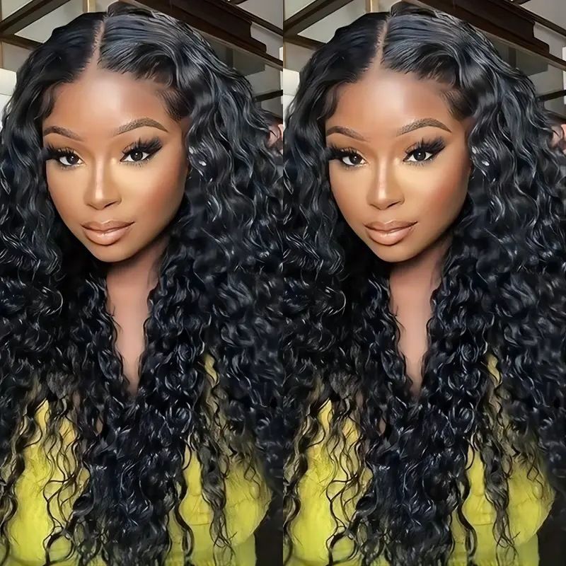 HXCJF-M1133-European and American fashion front lace 13 * 4 synthetic headband with small winding tube and long curly hair wig