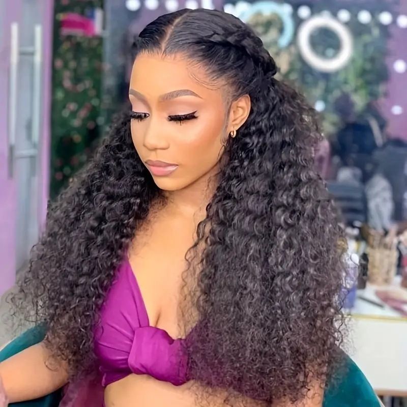 HXCJF-M1513-Hot selling European and American fashion front lace 13 * 4 wig, small roll natural explosion head, long roll hair cover