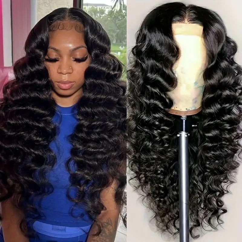 HXCJF-M1651-European and American women's front lace lace fashionable synthetic hair cover, water ripple small roll long roll hair cover