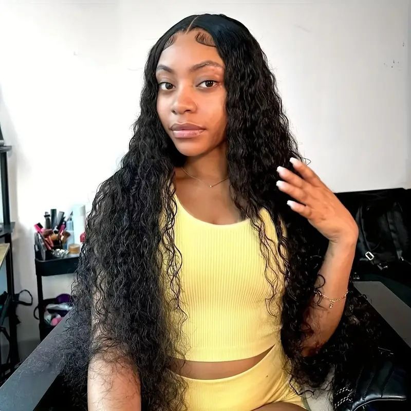 HXCJF-M1236-African female hot selling small curly tube explosive head long curly hair wig with lace 13 * 4 front wig