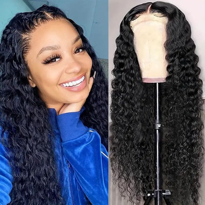 HXCJF-M1236-African female hot selling small curly tube explosive head long curly hair wig with lace 13 * 4 front wig