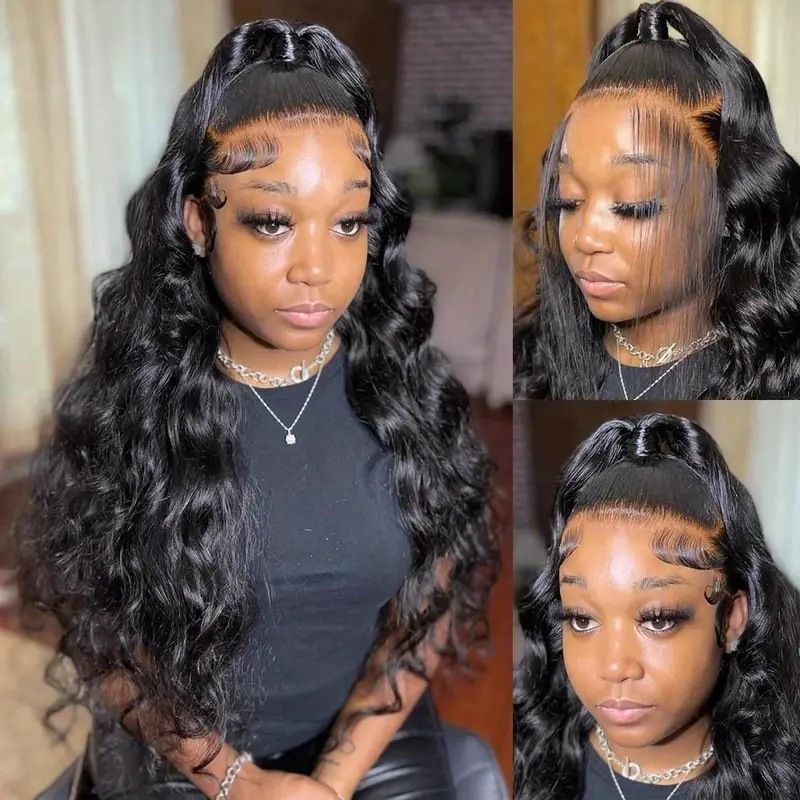 HXCJF-M1436-European and American women's fashionable big wave wig hot selling front lace  long curly hair wig