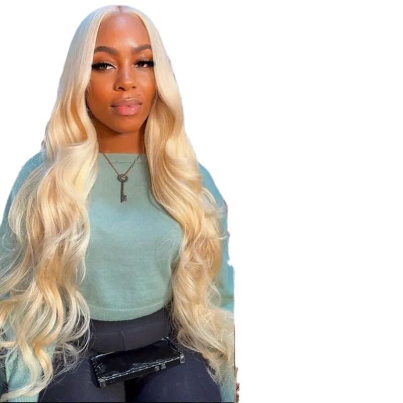HXCJF-M1410-Best-selling Front Lace Wig - Medium-Length, Shiny Blonde, Big Wavy, Long Curly Hair
