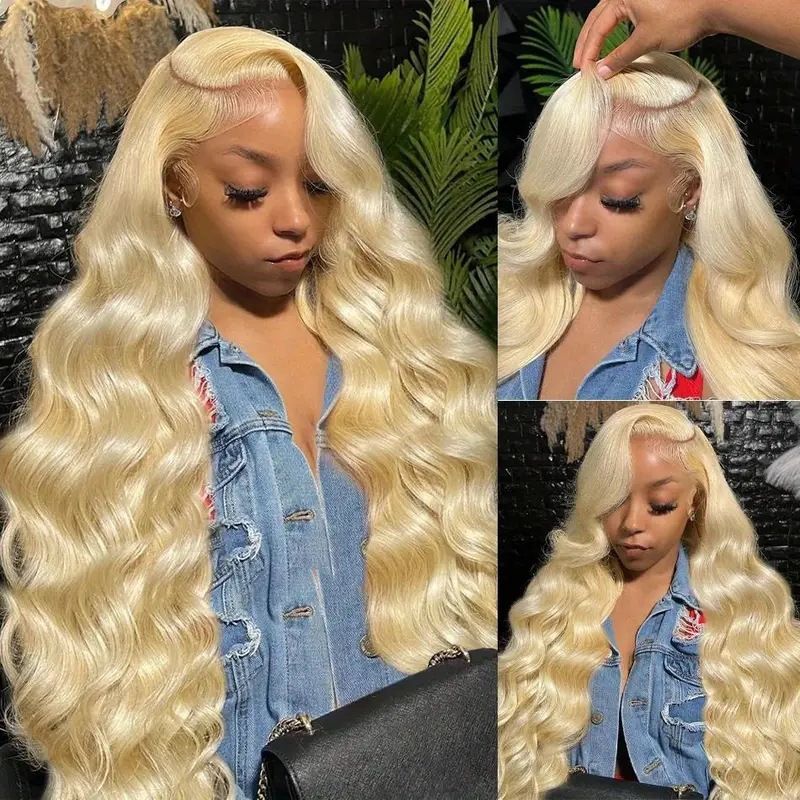 HXCJF-M1410-Best-selling Front Lace Wig - Medium-Length, Shiny Blonde, Big Wavy, Long Curly Hair