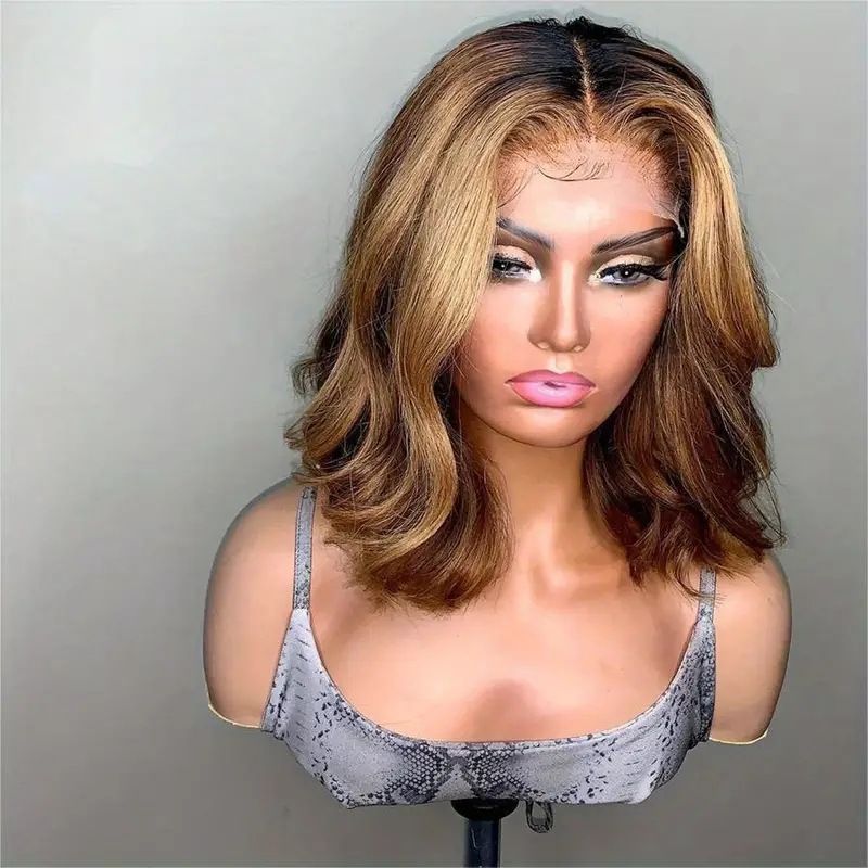 HXCJF-M1521-European and American fashionable women's piano color big wave wig hot selling front lace curly hair full head cover