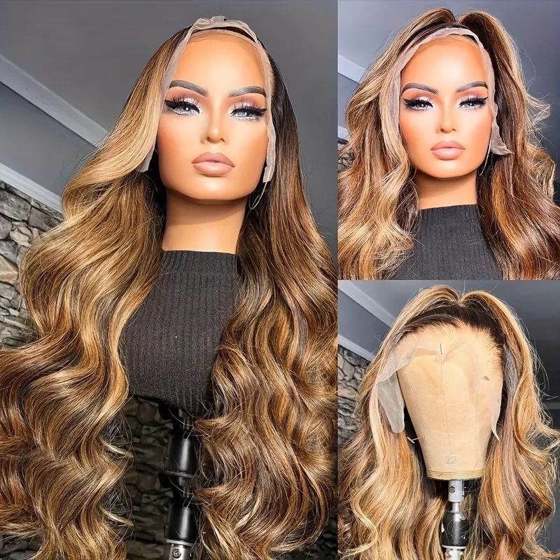 HXCJF-M1521-European and American fashionable women's piano color big wave wig hot selling front lace curly hair full head cover