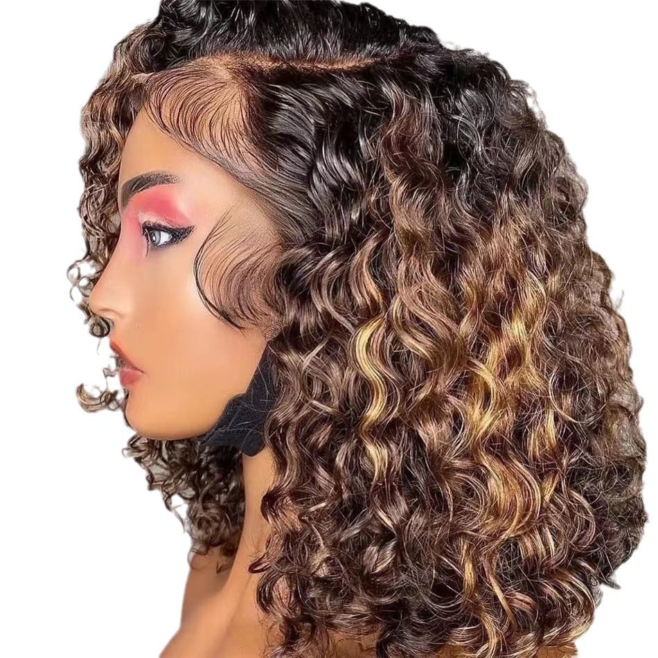HXCJF-B1121-Wig front lace European and American women's long curly hair headband piano color African small roll