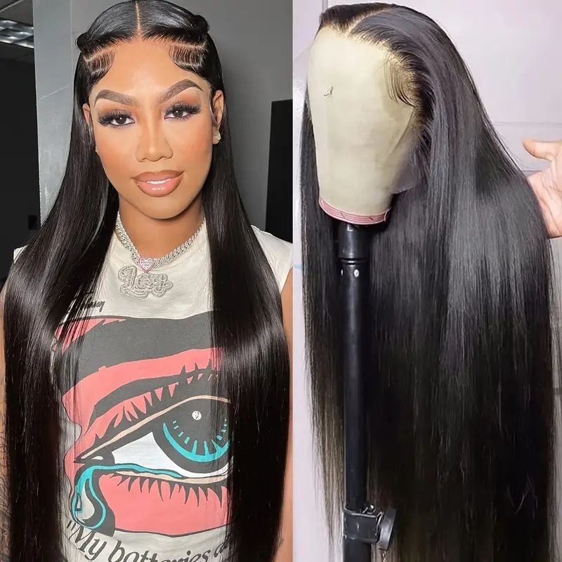 HXCZF-M1621-European and American fashion synthetic wig women's hot selling front lace 13 * 4 split long straight hair cover