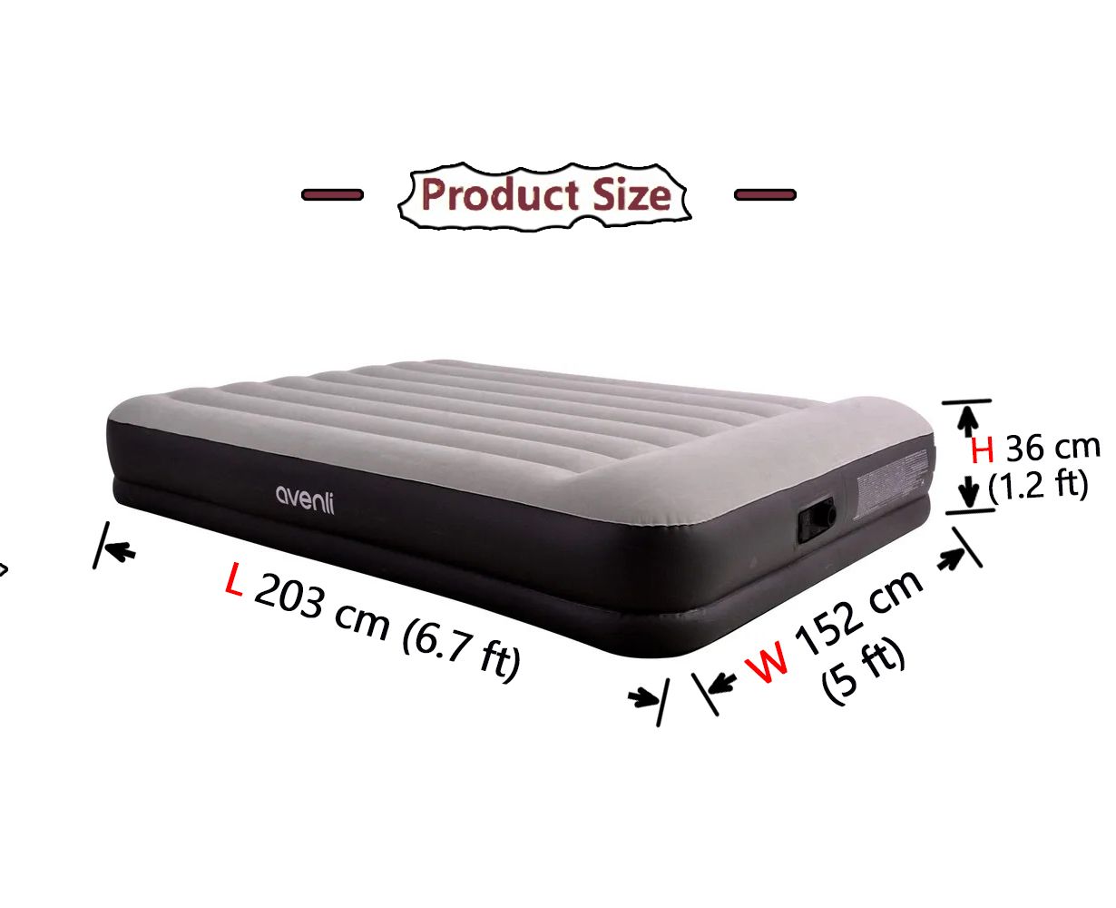 5.0 By 6.7 Airbed Inflatable Durable Mattress with Built-in Electric Pump Air Mattress Camping airbed Portable Inflatable Durable Outdoor 203cmx152cmx36cm