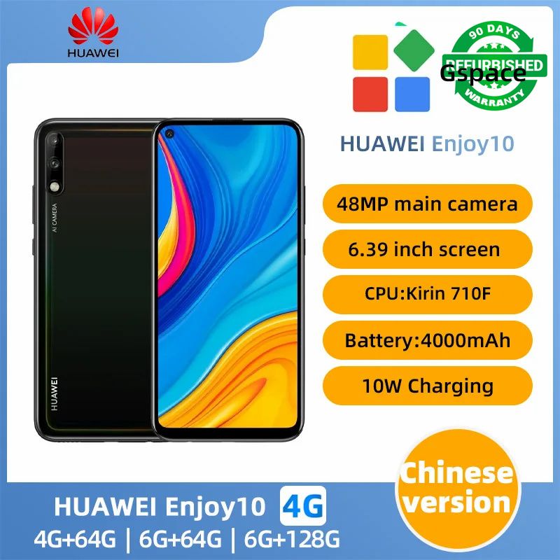 Refurbished Huawei Enjoy10 4G SmartPhone CPU HiSilicon Kirin 710F Battery capacity 4000mAh 48MP Camera original