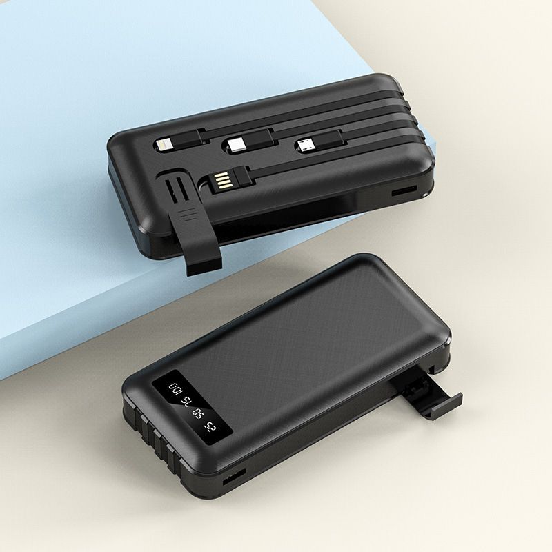 Power Bank 20000mAh 3-Wire Fast Charging Powerbank LED Display Flashlight Phone Holder Portable Battery Charger For all Phones iPhone Xiaomi Huawei Samsung oppo tenco Infinix