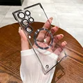 Magnetic Luxury Plating Frameless Case For Samsung Galaxy S24 Ultra S23 S22 Plus Transparent Camera Lens Protection Hard Cover