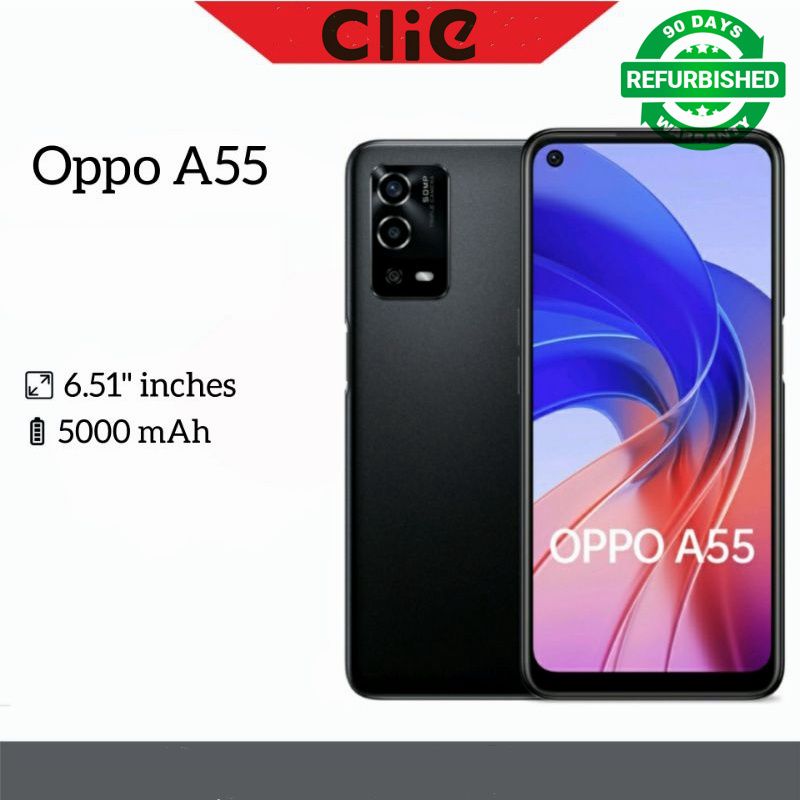 Refurbished Original Oppo A55 5G Mobile Phone 60Hz reflash rate Dimensity 700 Octa Core 6GB RAM 128GB ROM 6.5” 5000mAh Big Battery google