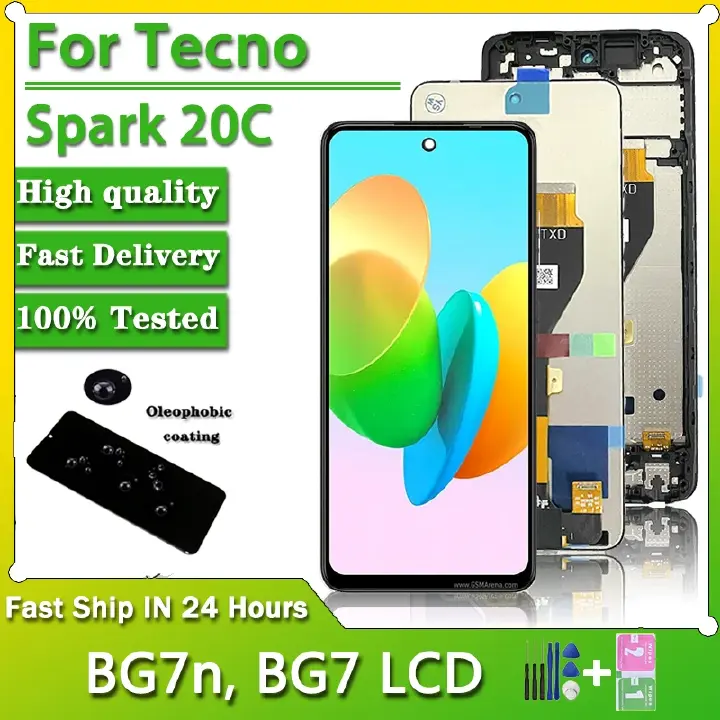 6.6"High Quality For Tecno Spark 20C BG7n LCD Display Touch Screen Digitizer Assembly For Tecno Spark 20 C BG7 Display