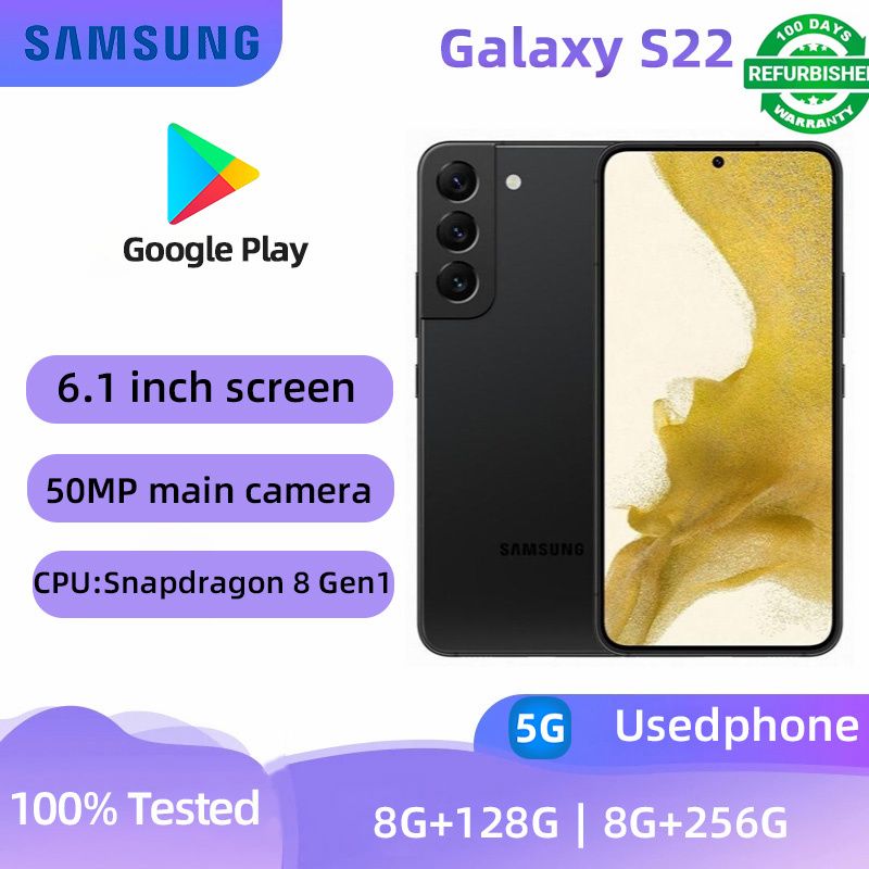 Refurbished Samsung Galaxy S22 5G S901U1 128GB/256GB ROM Snapdragon 8 Gen 1 Octa Core 6.1" 50MP&12MP 8GB RAM Original Cell Phone Perfect screen