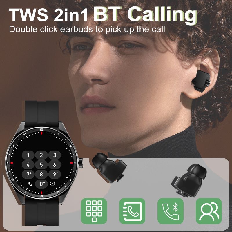 Transboundary 2025 New Earrings T23 TWS Smart Watch ATS3085 New earphones  2-in-1 Bluetooth smartwatch
