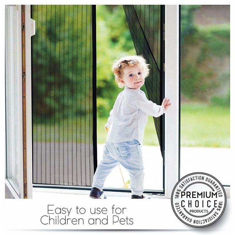 Magnetic Screen Door Anti-Mosquito Curtain with Hook and Loop Tape, Self Sealing, Heavy Duty, Hands Free Mesh Partition Keeps Bugs Out - Pet and Kid Friendly